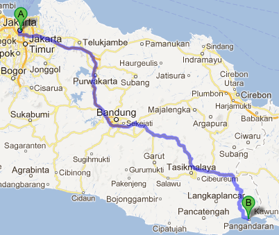 Rute menuju Pangandaran, Perjalanan menuju Pangandaran, rute keBanjar